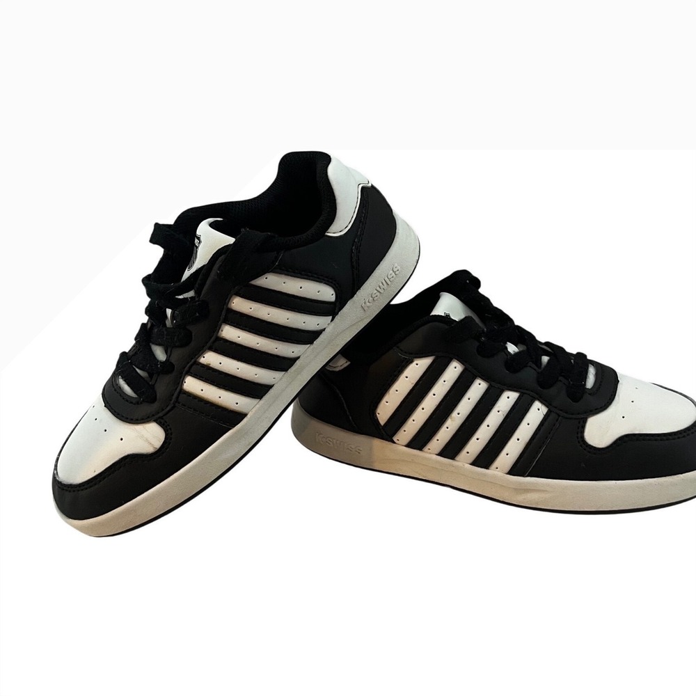 K-Swiss Sneakers Kids Size 3 Y Black White Good Classic Striped Low Top